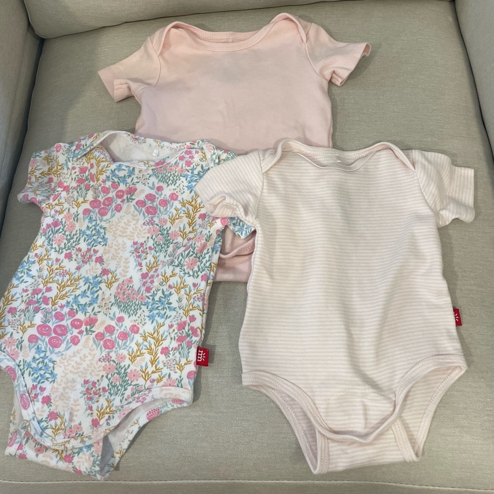 Magnetic Me Luvable Friends Pink, Floral, and Striped Bodysuit Trio